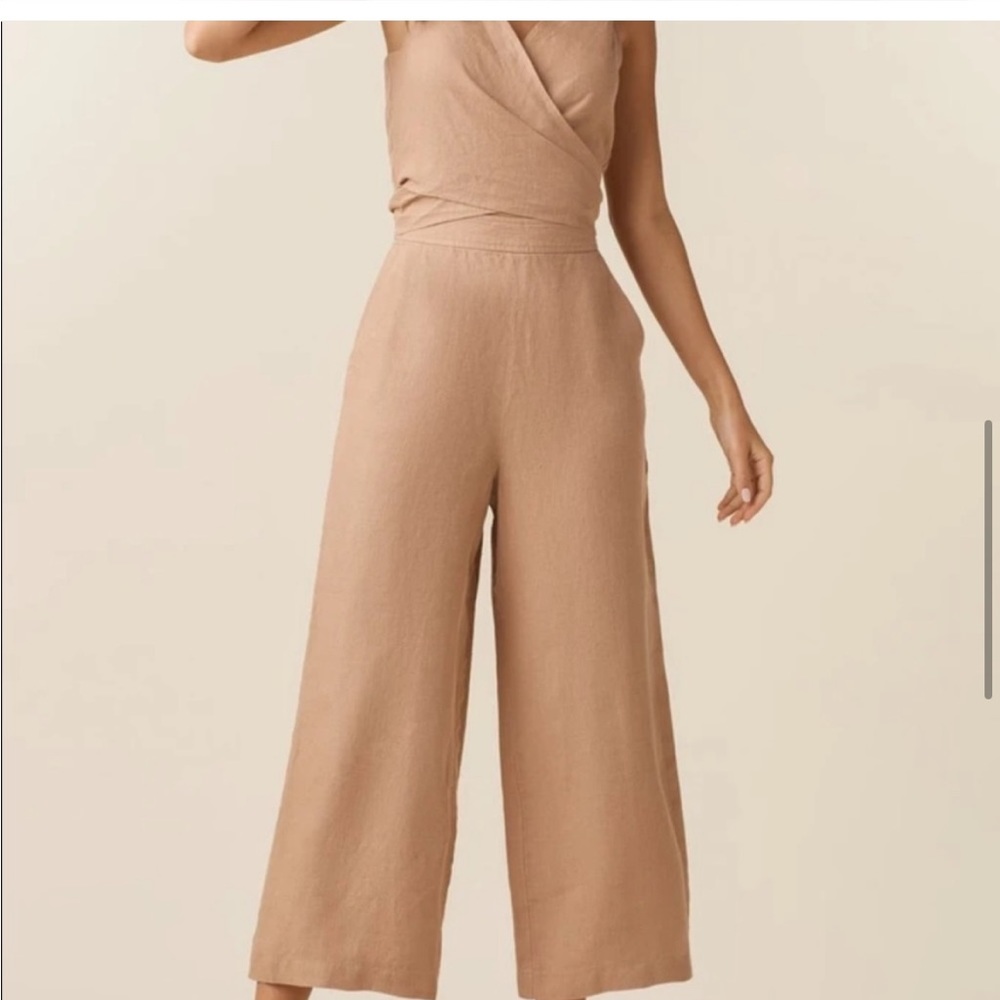 VETTA multi-functional linen jumpsuit in dusty blush